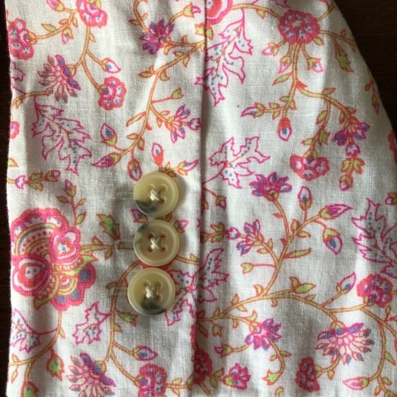 VICTORIA'S SECRET Linen Floral Print Lined 3/4 Sleeve Blazer 4 - Picture 10 of 17